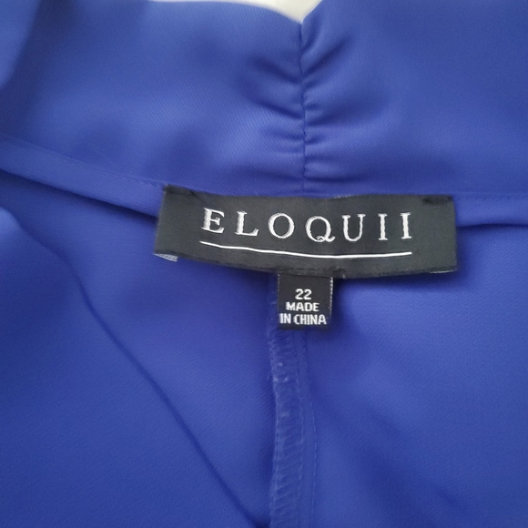 Eloquii Royal Blue Mandarin Collar Blouse - Picture 2 of 5
